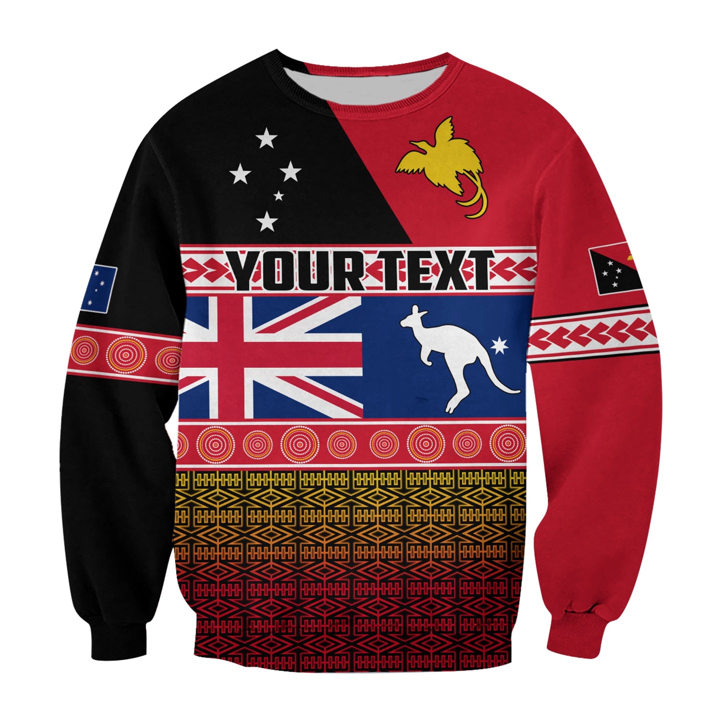 Custom Personalised Papua New Guinea and Australia Sweatshirt Polynesian PNG and AUS