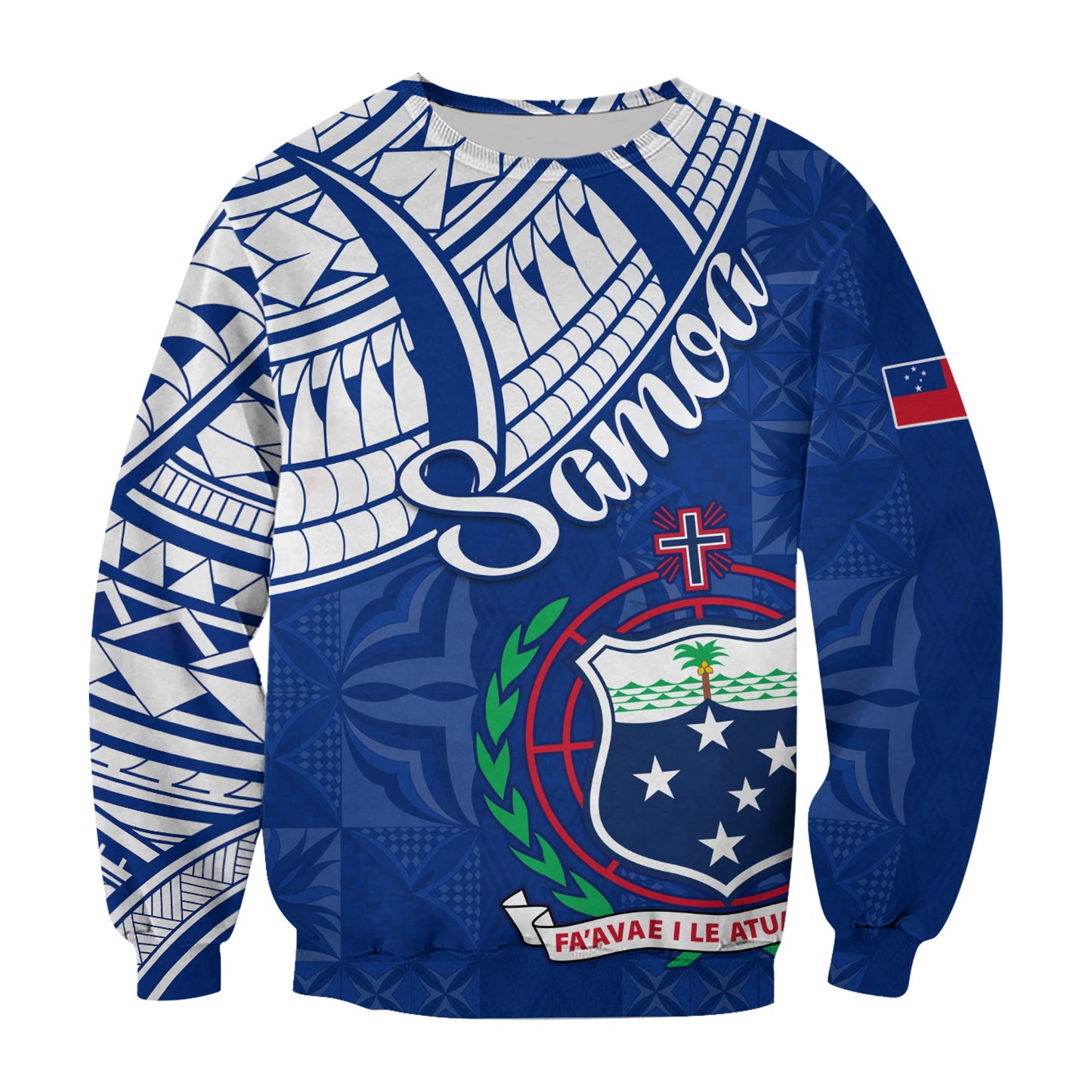 Samoa Siapo Sweatshirt Sporty Mix Barkcloth Panel