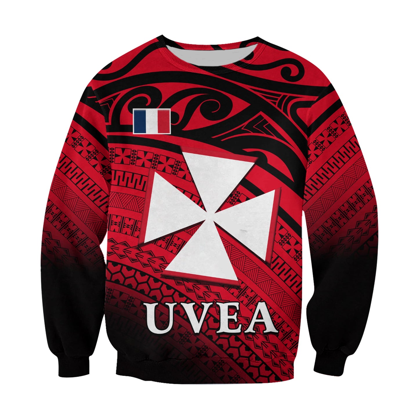 Uvea Chiefdom Wallis et Futuna Sweatshirt Polynesian Pattern and Flag