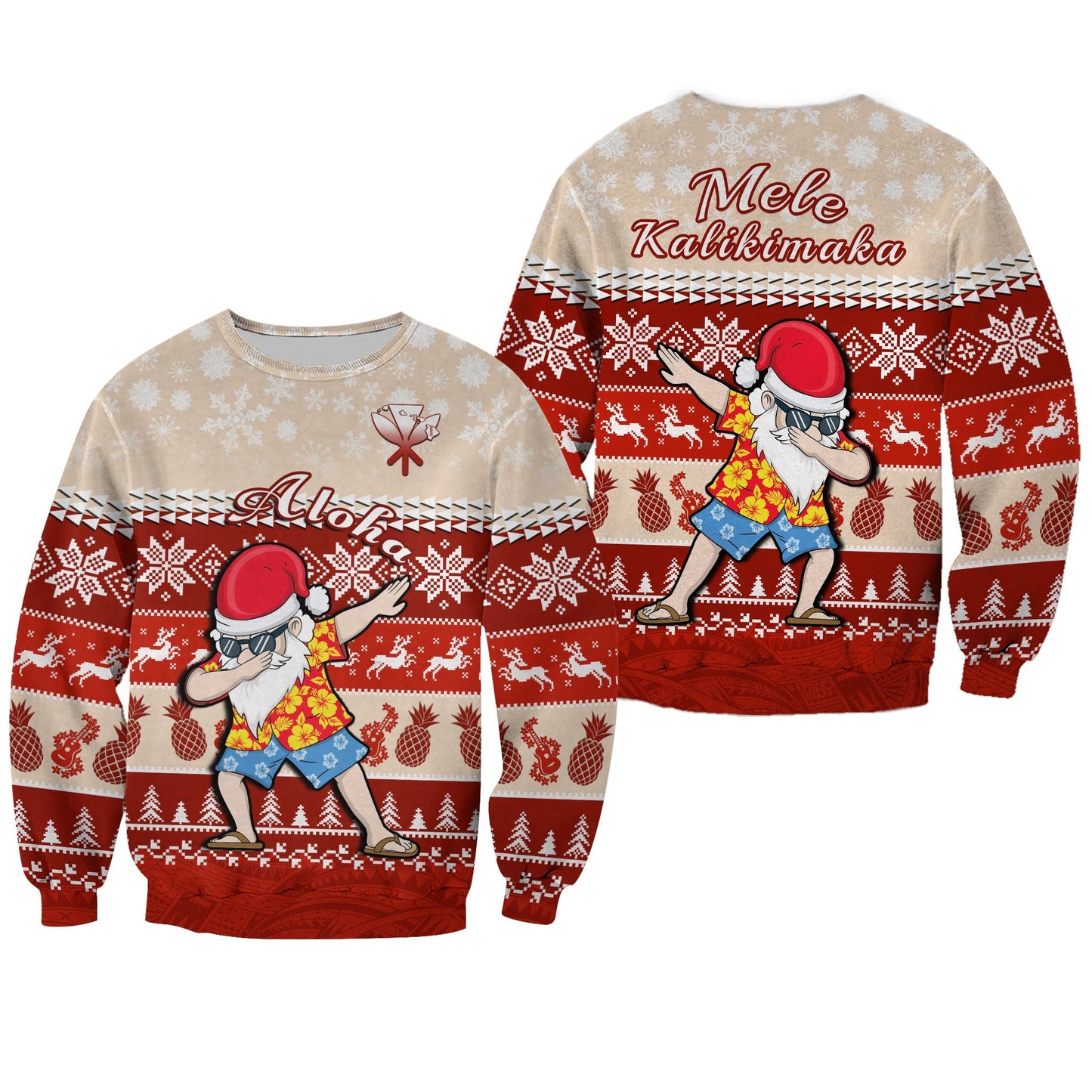 Hawaii Mele Kalikimaka Sweatshirt Dabbing Santa Red Merry Christmas