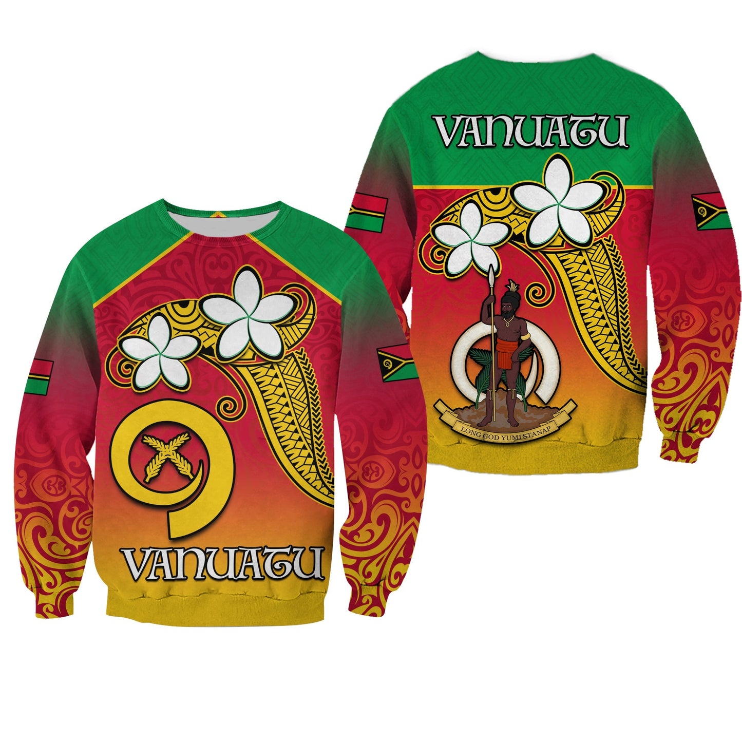 Vanuatu Novelty Sweatshirt Frangipani Tropical Spa Flower