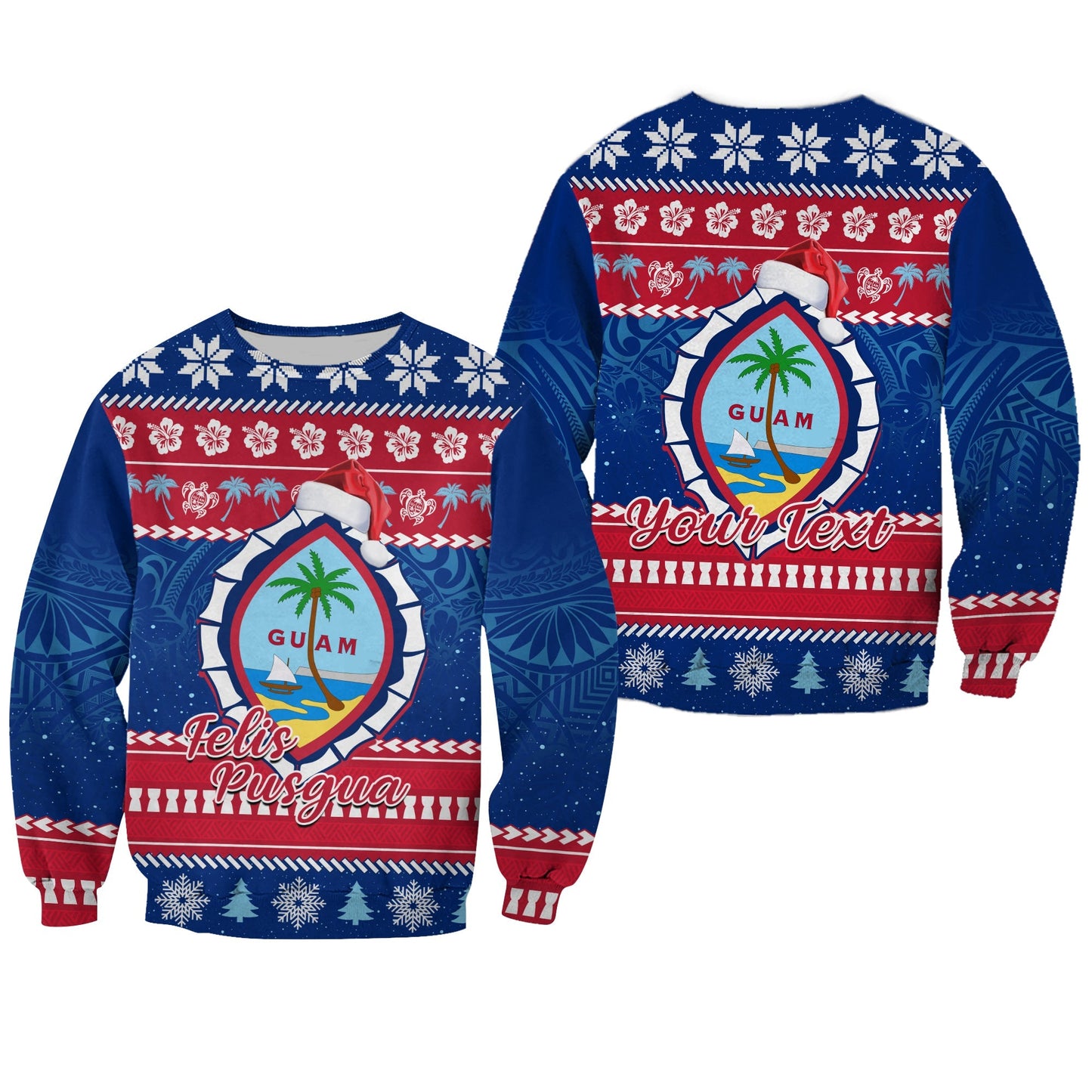 Custom Personalised Guam Christmas Sweatshirt Guaman Seal Polynesian Felis Pusgua
