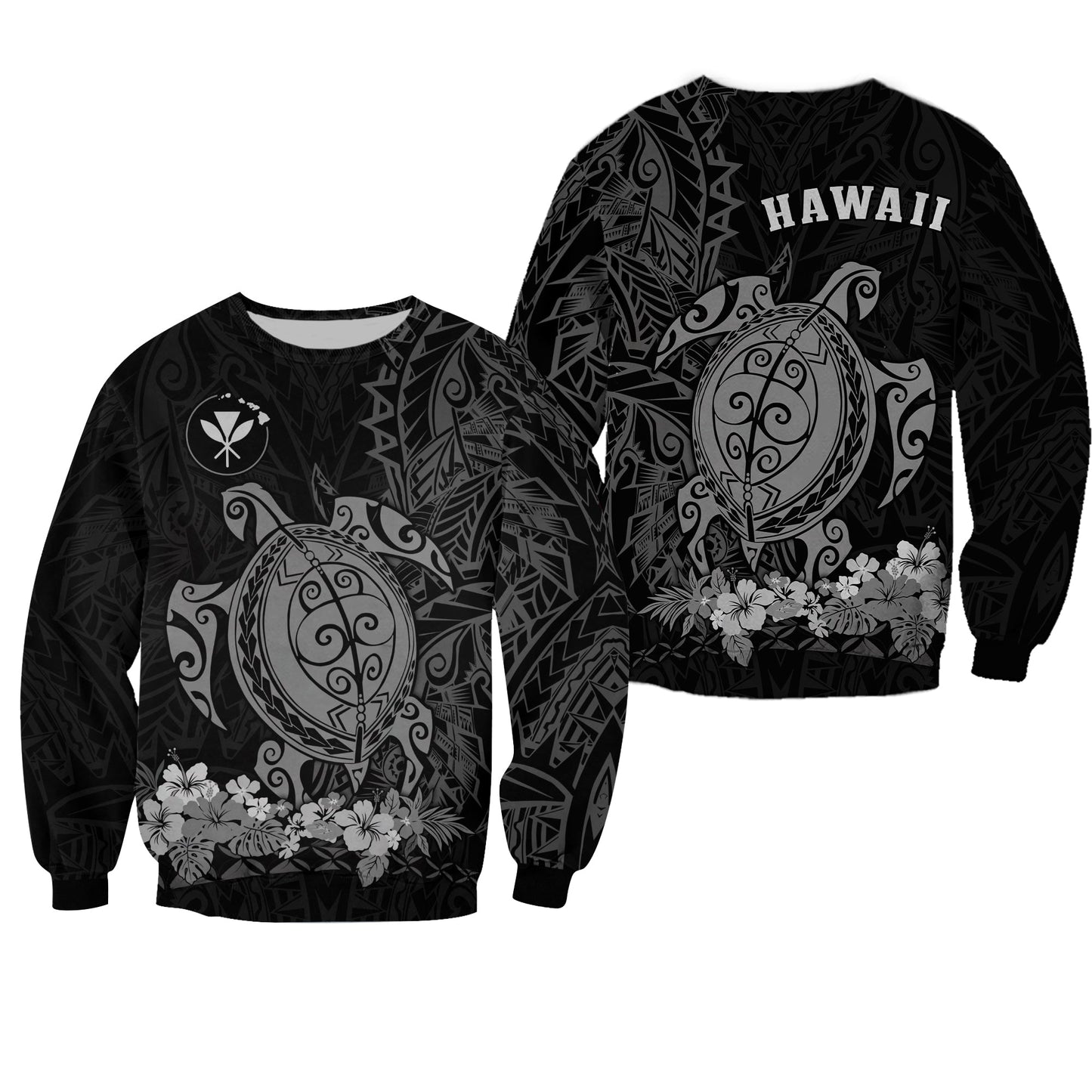 Hawaii Polynesian Sweatshirt Gray Sea Turtles Hawaiian
