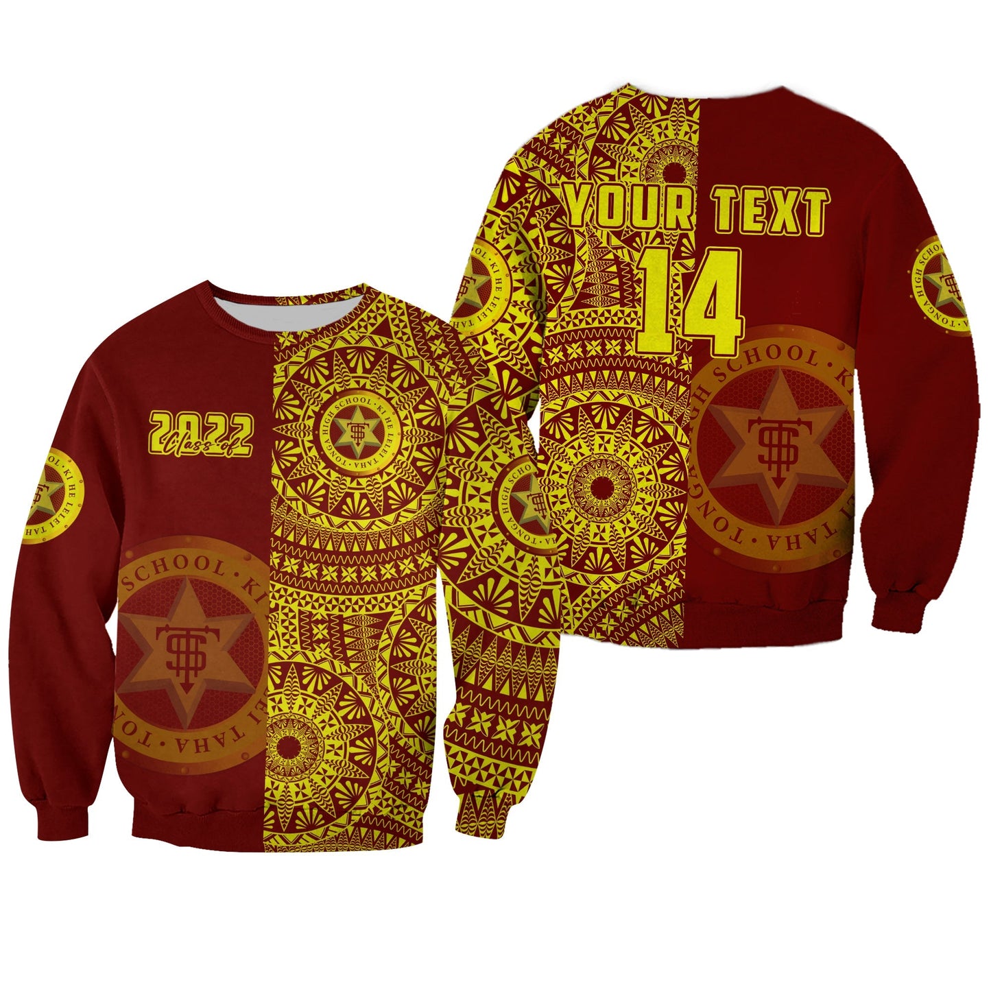 Custom Text And Number Tonga High School Sweatshirt Class Of Year Tongan Ngatu Pattern