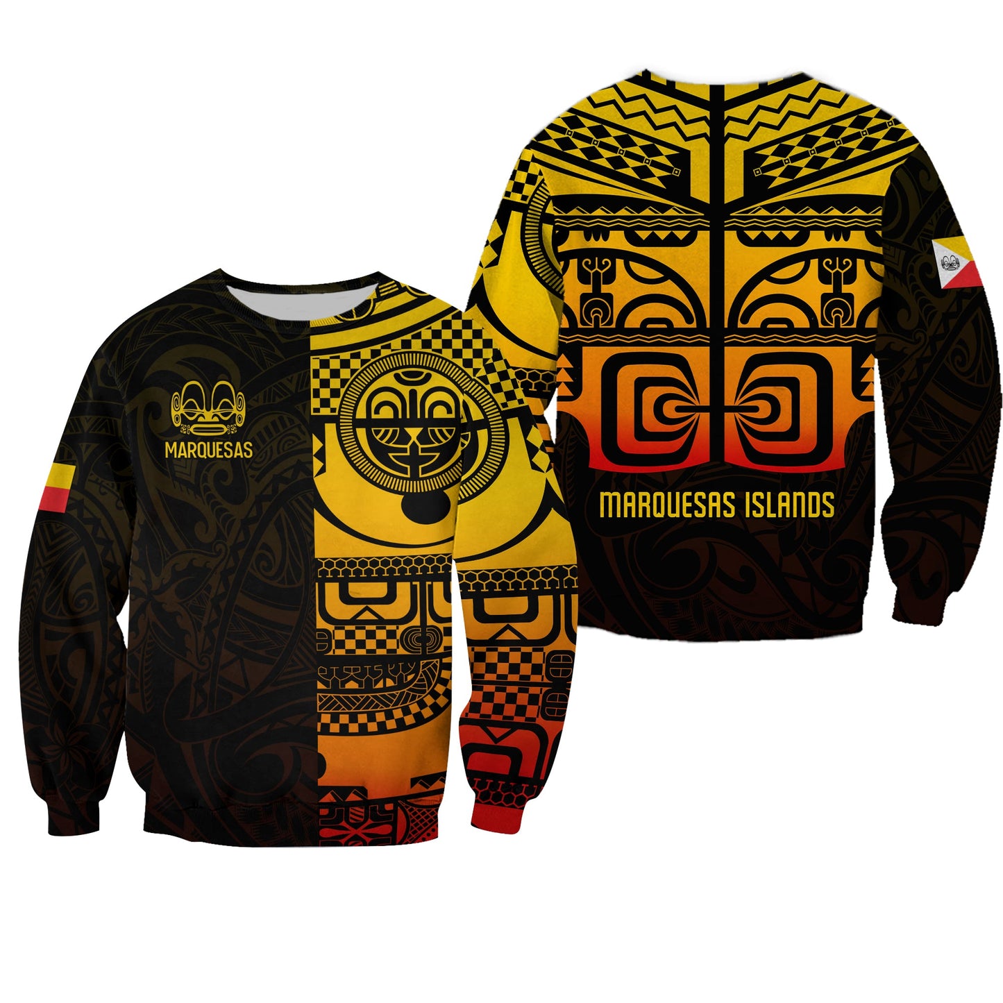 Marquesas Islands Tiki Sweatshirt Gradient Marquesan Tattoo