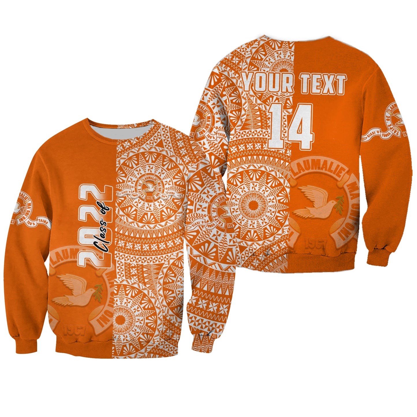 Custom Text And Number Tailulu Tonga College Sweatshirt Class Of Year Tongan Ngatu Pattern