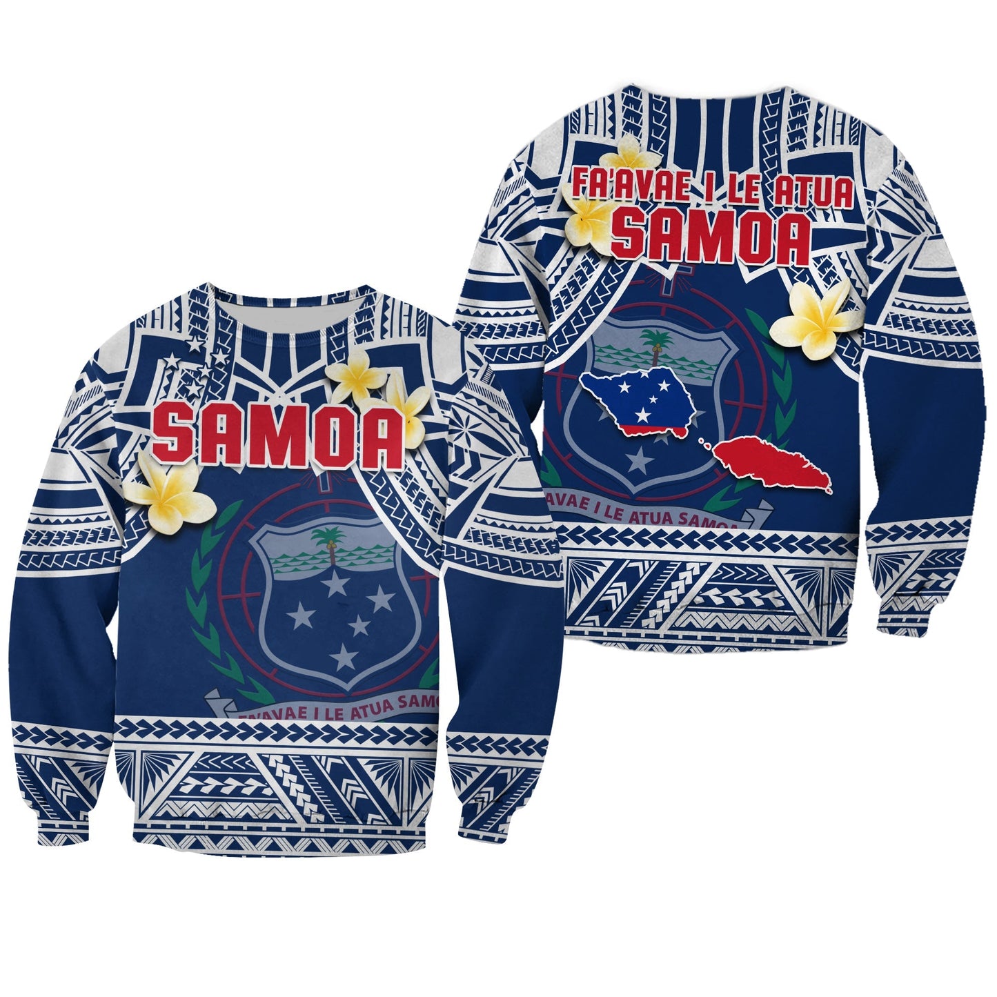 Samoa Sweatshirt Samoan Plumeria Flowers Mix Polynesian Pattern
