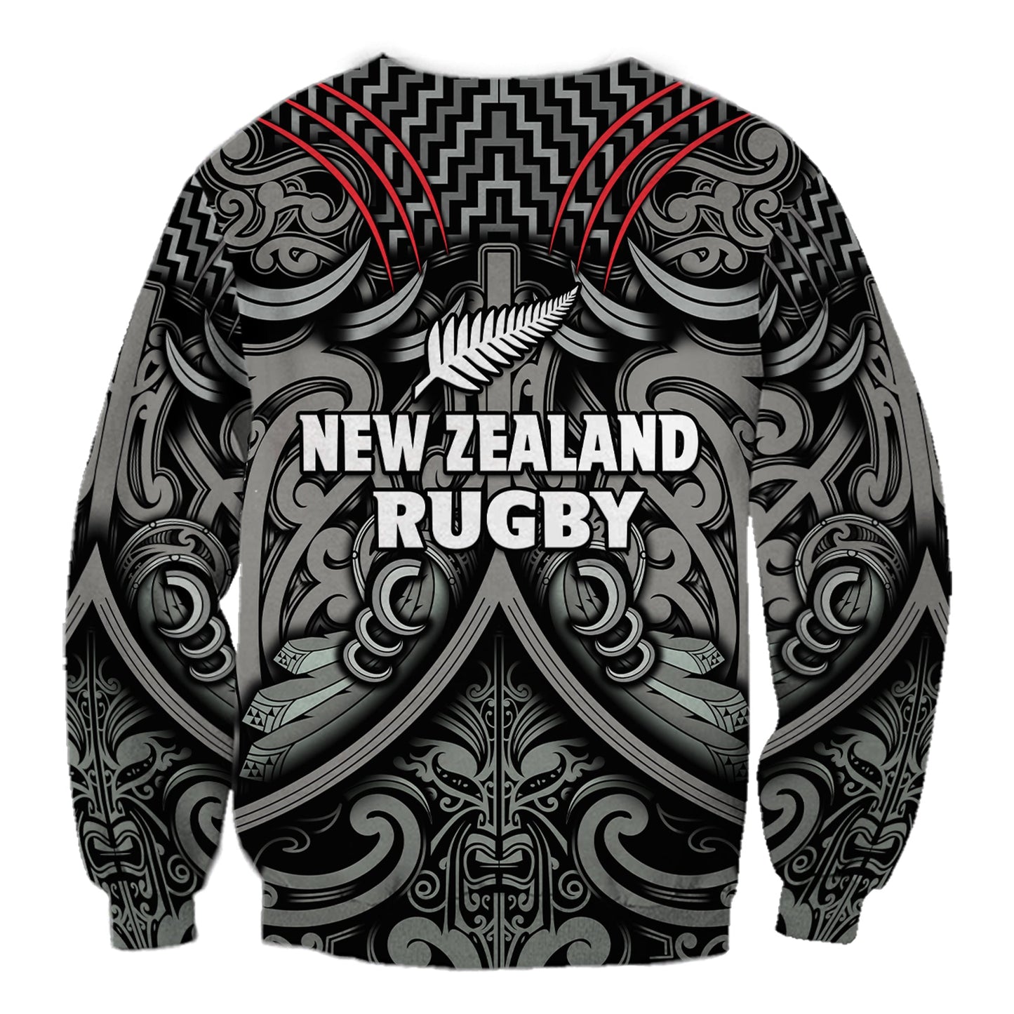 New Zealand Silver Fern Rugby Sweatshirt All Black NZ Maori Pattern