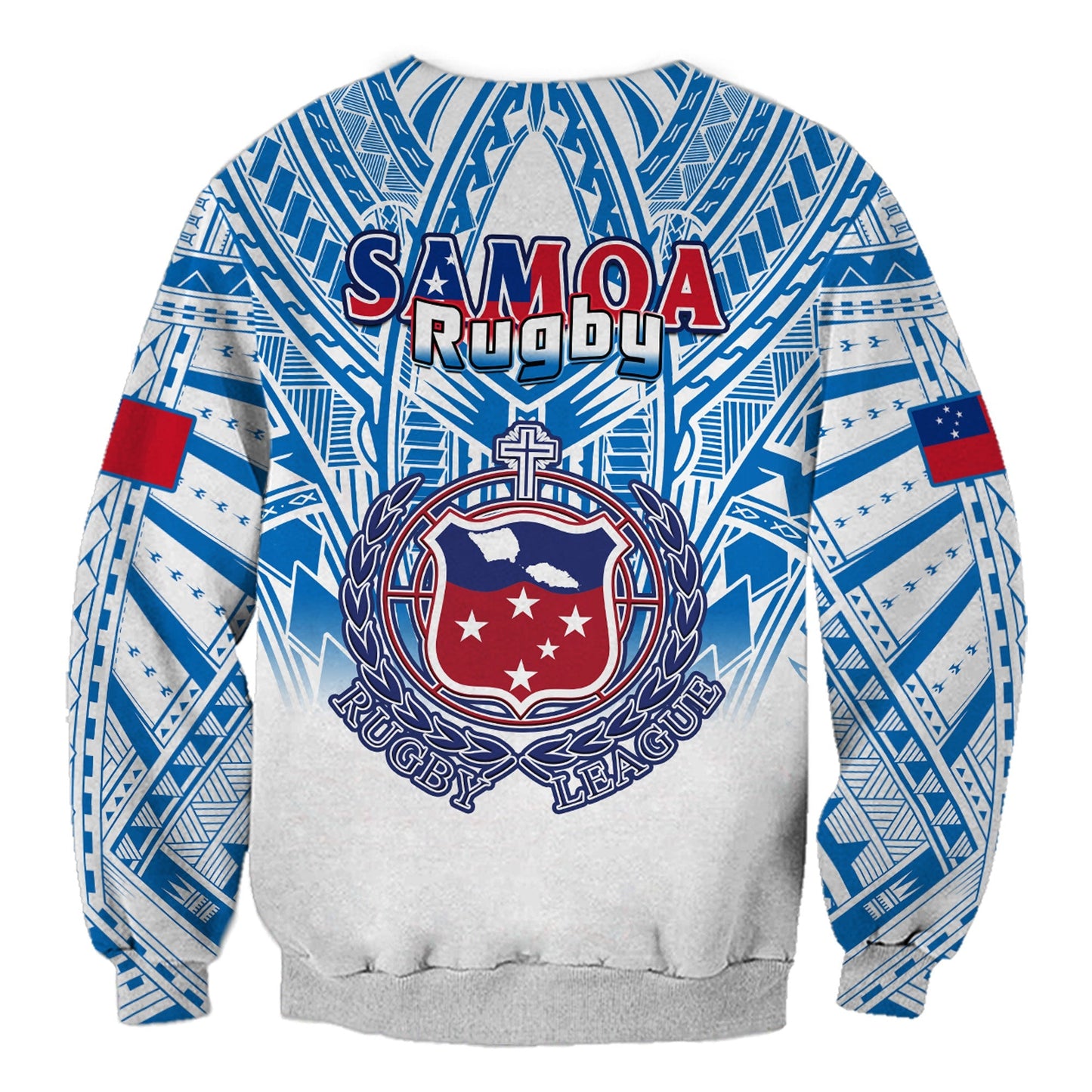 Samoa Rugby Sweatshirt Toa Samoa Polynesian Pacific White Version