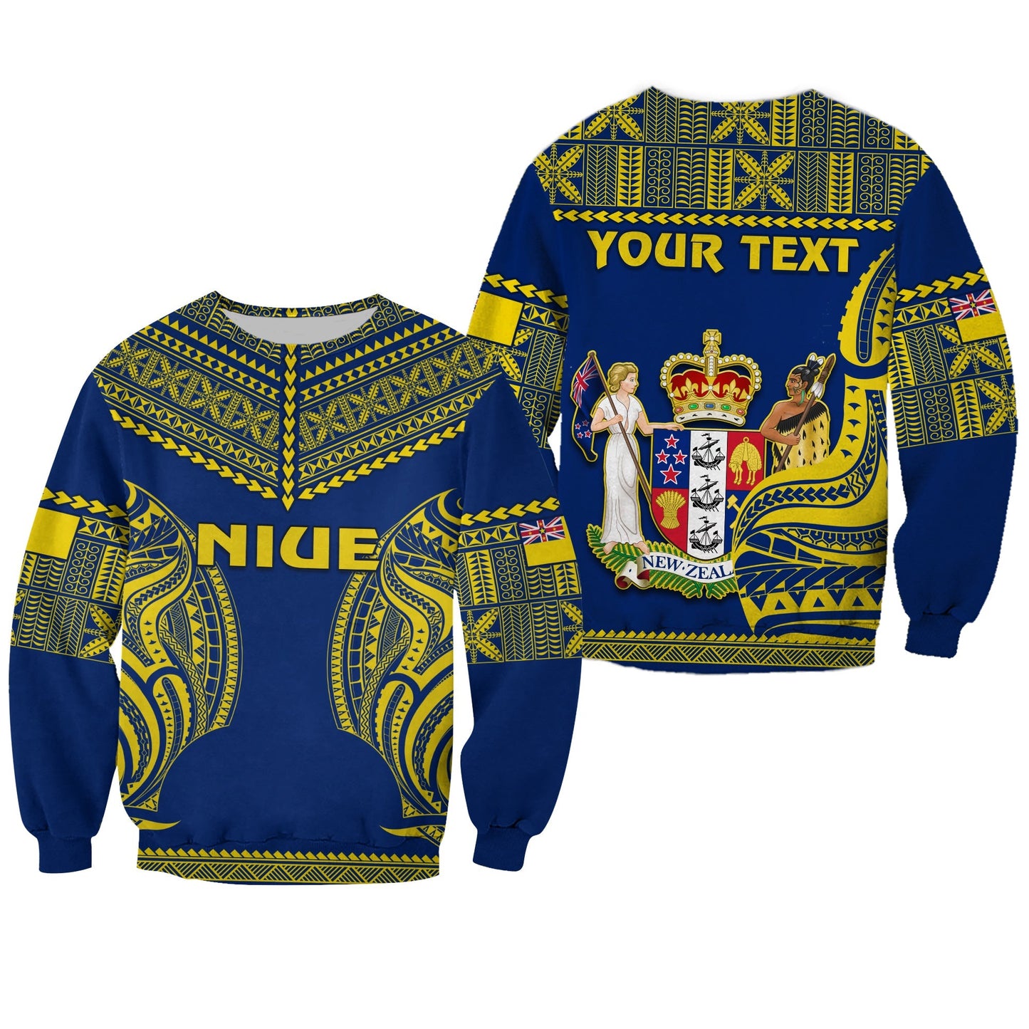 Custom Personalised Niue Sweatshirt Hiapo Mix Polynesian Happy Constitution Day