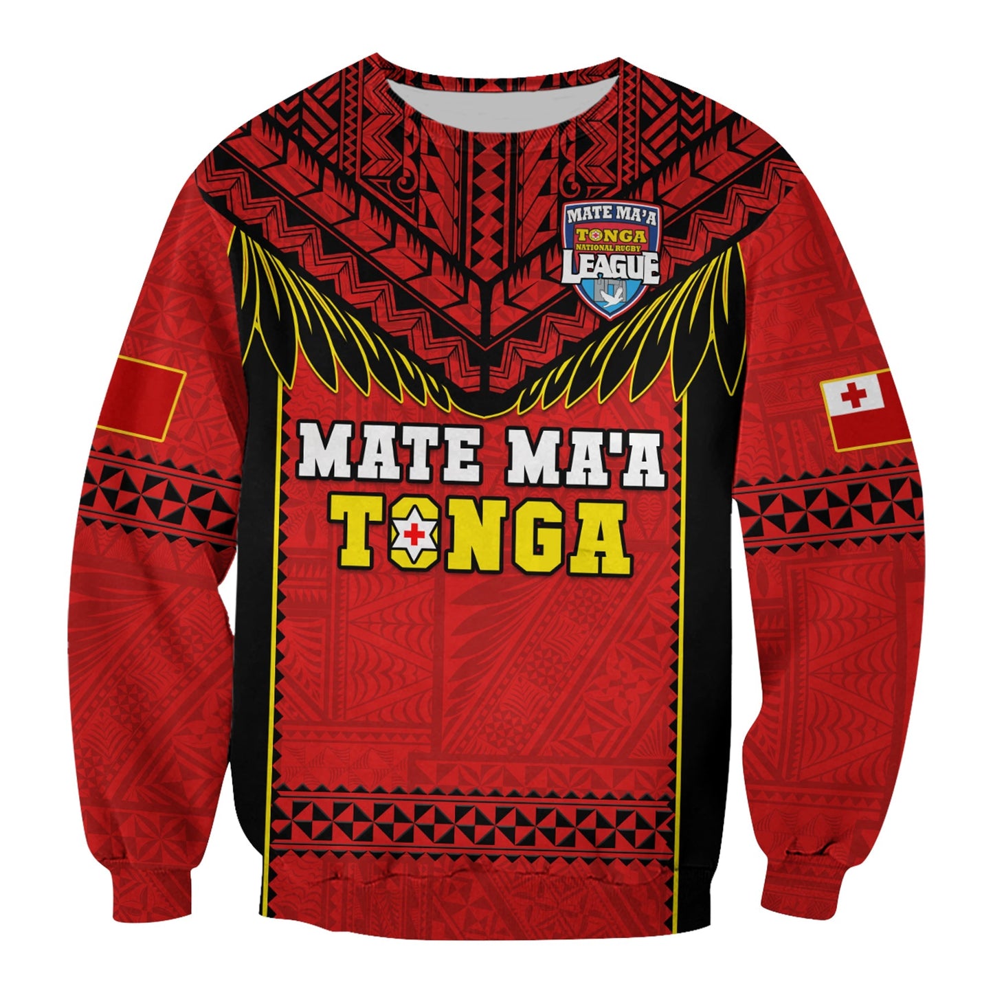 Tonga Rugby Sweatshirt Mate Maa Tonga Pacific Ngatu Black