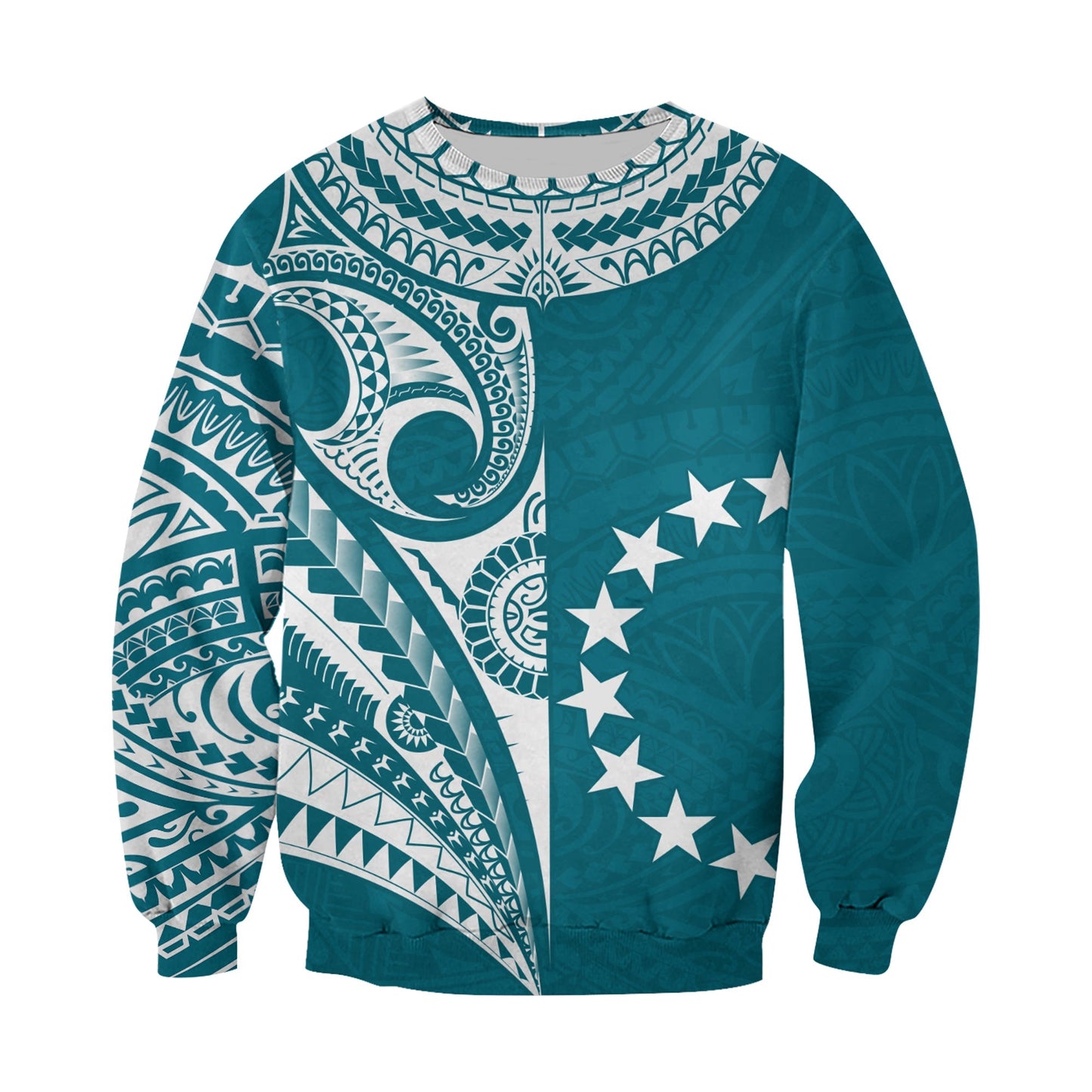 Custom Text and Number Cook Islands Tatau Sweatshirt Symbolize Passion Stars Version Blue