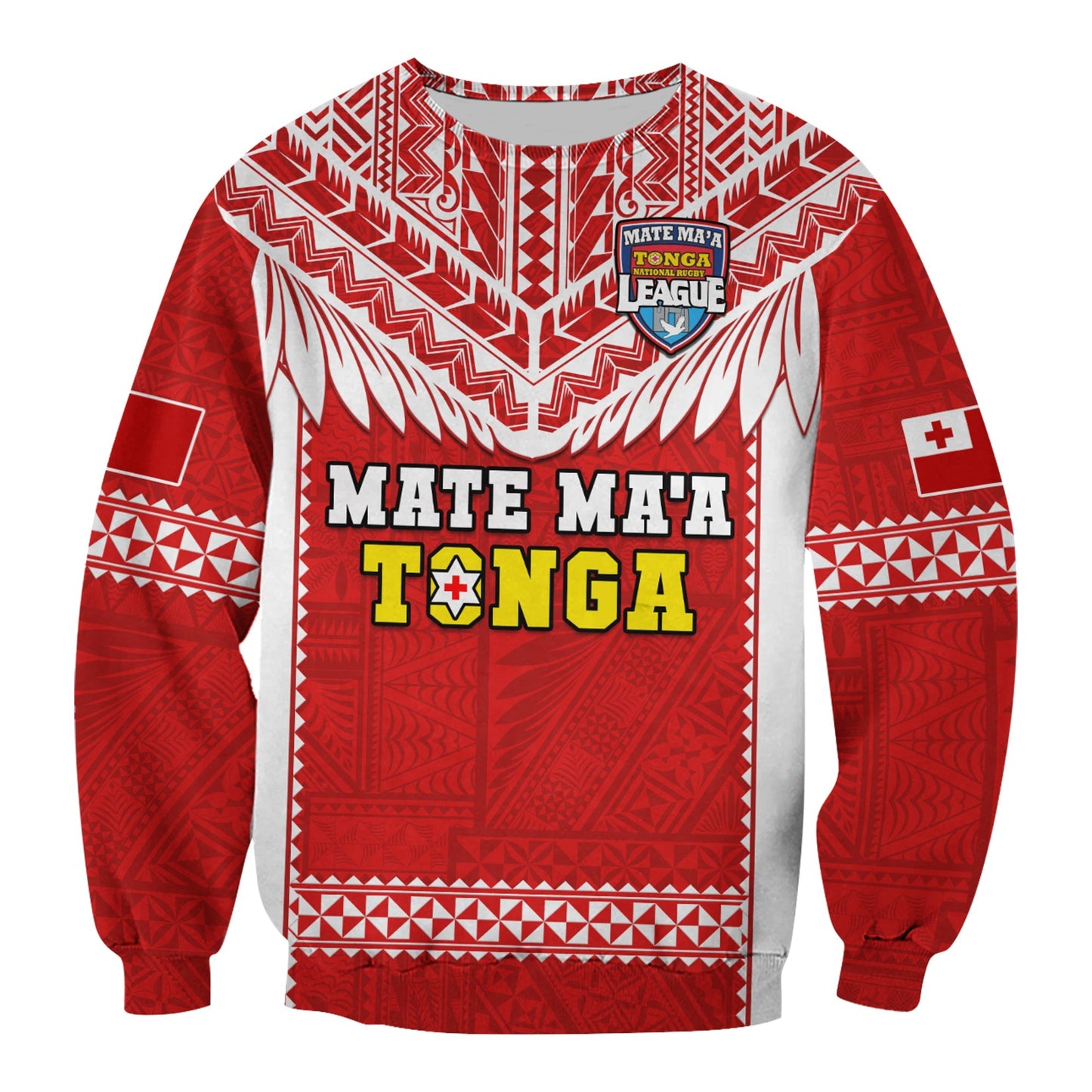 Tonga Rugby Sweatshirt Mate Maa Tonga Pacific Ngatu White