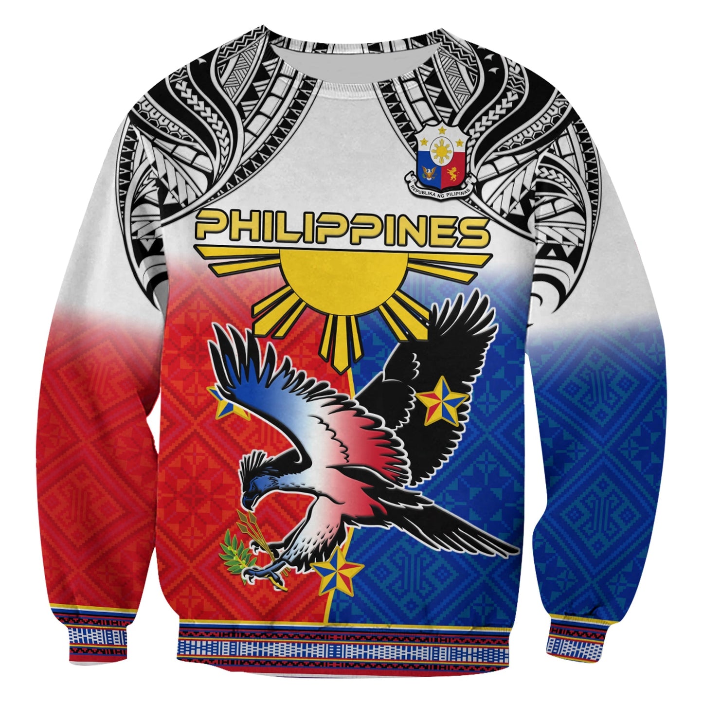 Philippines Sweatshirt Polynesian Filipino Pattern With Eagle