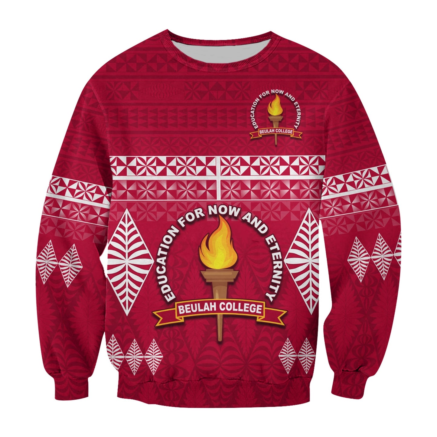 Beulah College Sweatshirt Ngatu Pattern Tonga