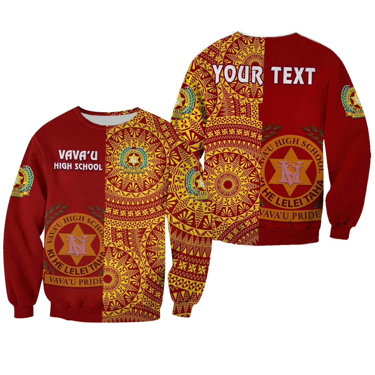 Custom Personalised Tonga Vavau High School Sweatshirt Tongan Ngatu Pattern