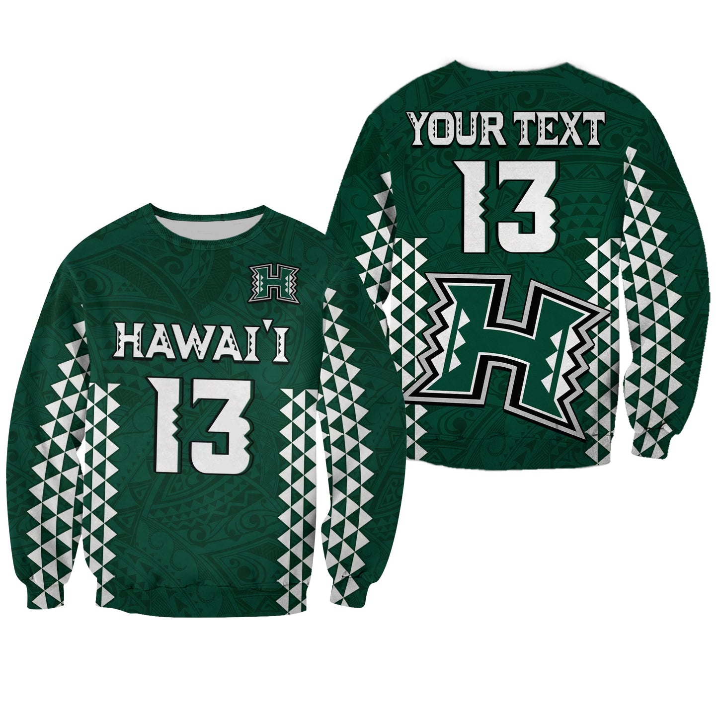 Custom Text and Number Hawaii Football Sweatshirt Kakau Warrior Be Stronger