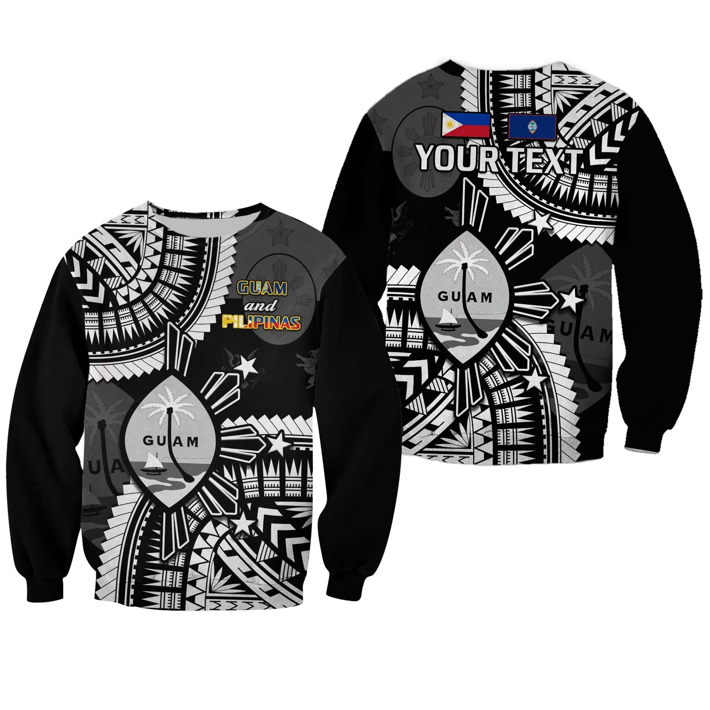 Custom Personalised Guam and Philippines Sweatshirt Guaman Filipinas Together Black
