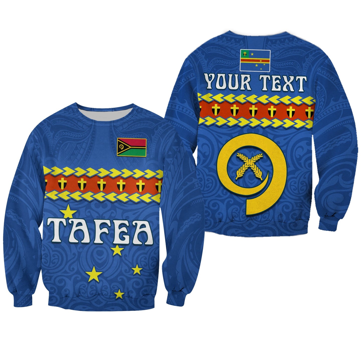 Custom Personalised Tafea Province Sweatshirt Vanuatu Pig Tusk Polynesian Flag Style