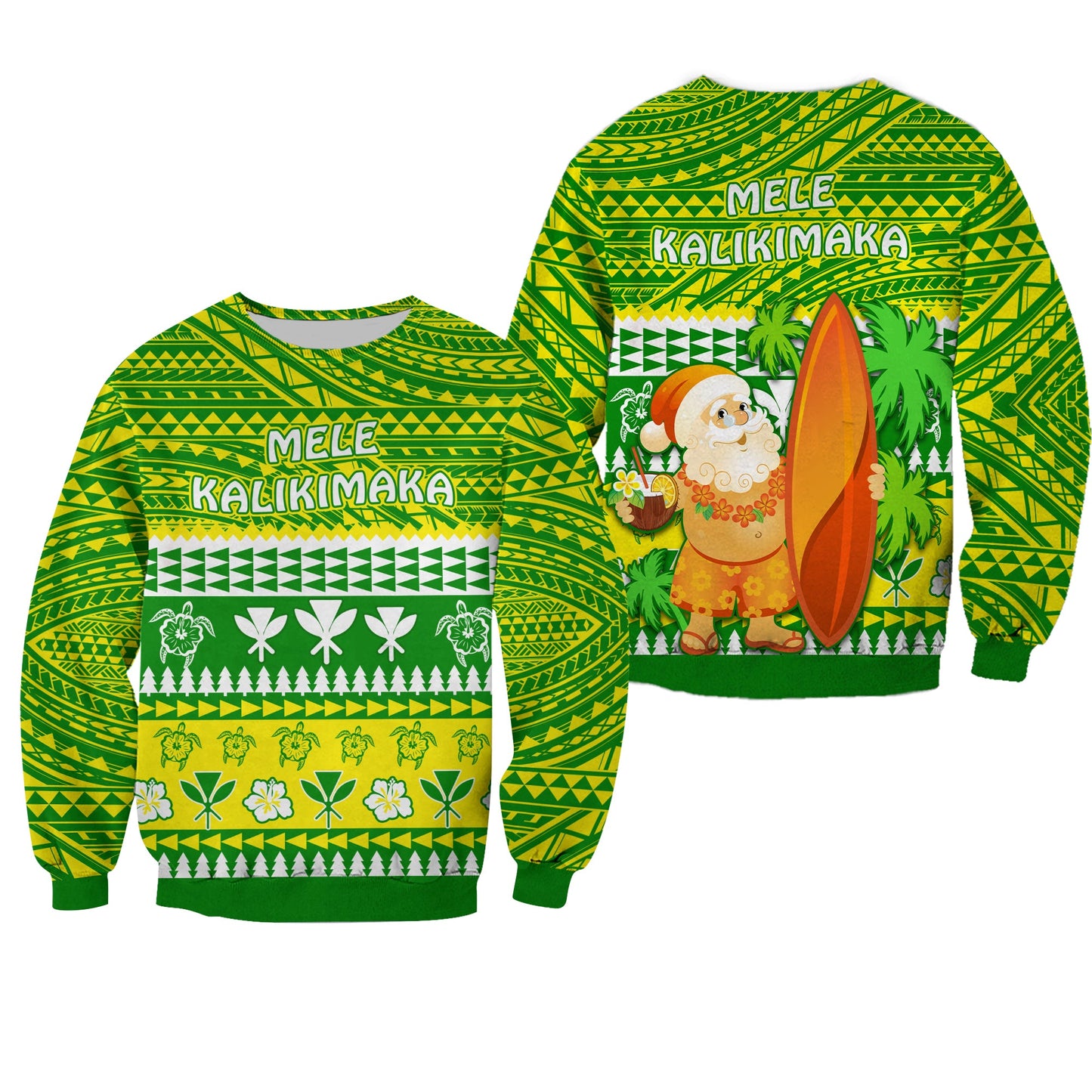 Hawaii Christmas Sweatshirt Polynesian Mele Kalikimaka Santa Claus
