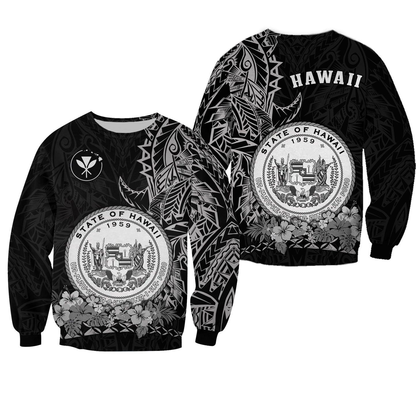 Hawaiian Polynesian Sweatshirt White Seal of Hawaii