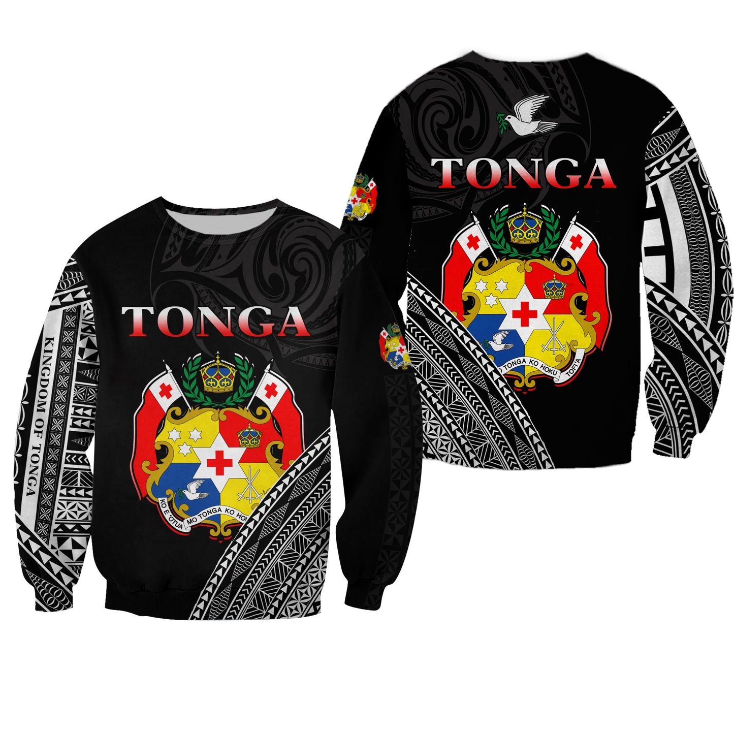 Tonga Sweatshirt Tongan Pattern Blithesome Version Black
