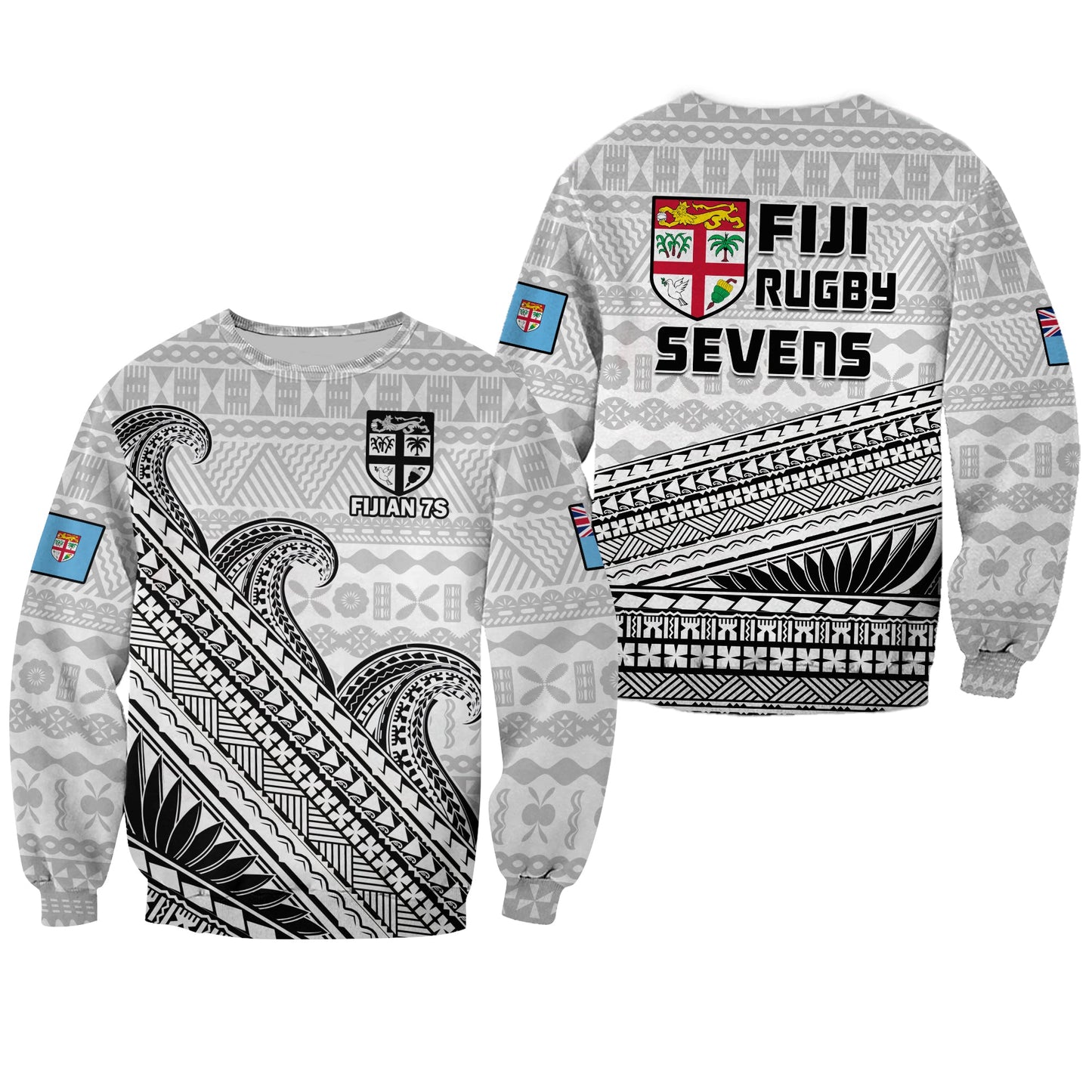 Fiji Sevens Rugby Sweatshirt Fijian 7s Tapa Polynesian Art