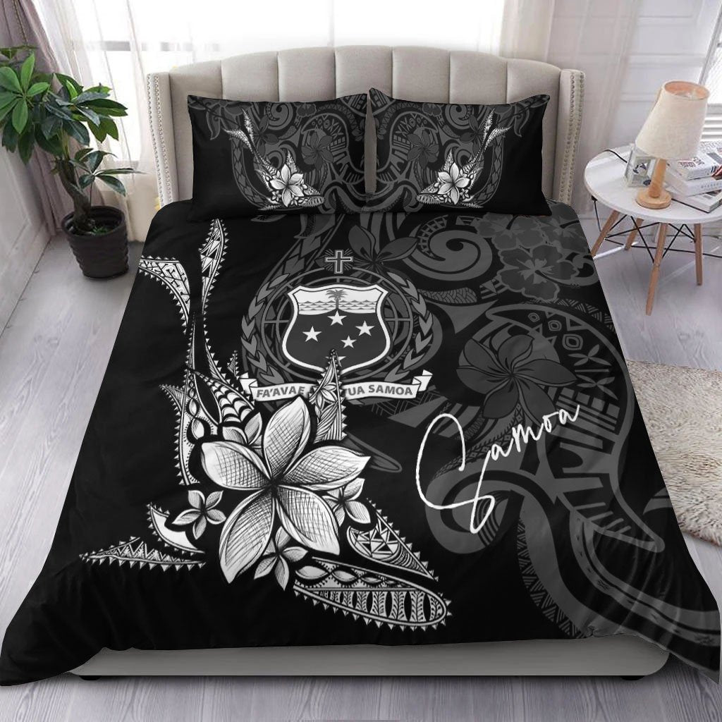 Samoa Bedding Set Fish With Plumeria Flowers Style