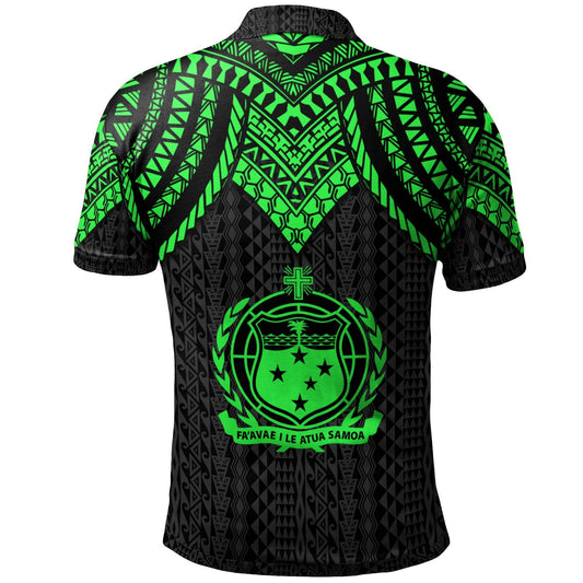 Samoa Custom Personalised Polo Shirt - Polynesian Armor Style Green