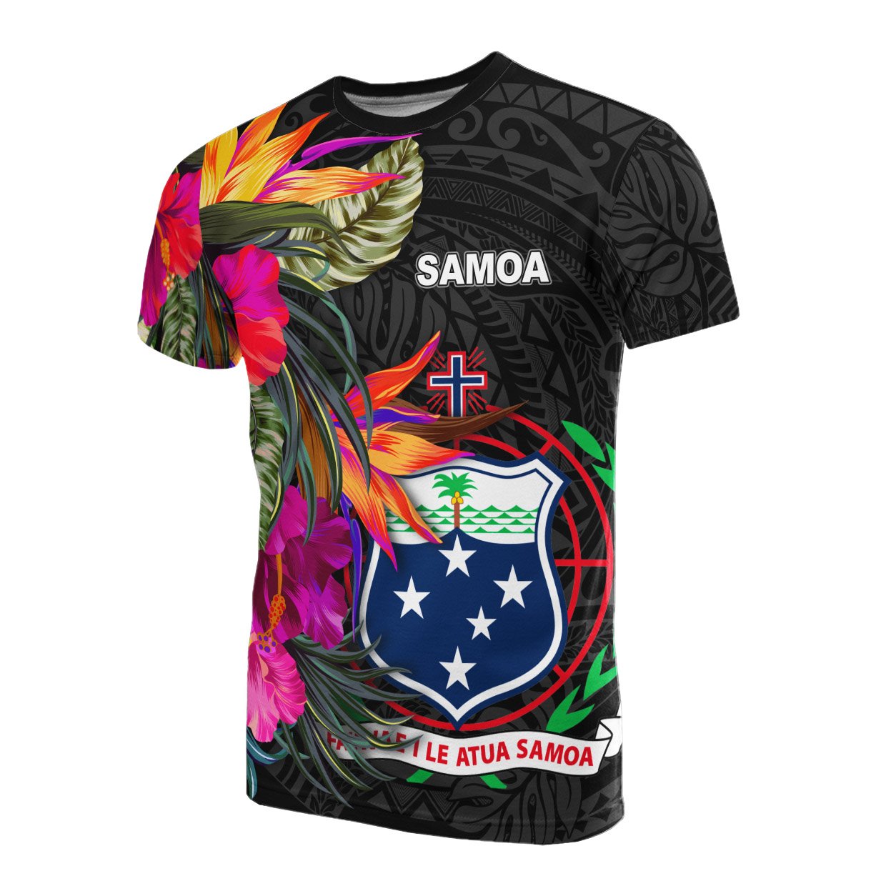 Samoa T - Shirt - Hibiscus Polynesian Pattern