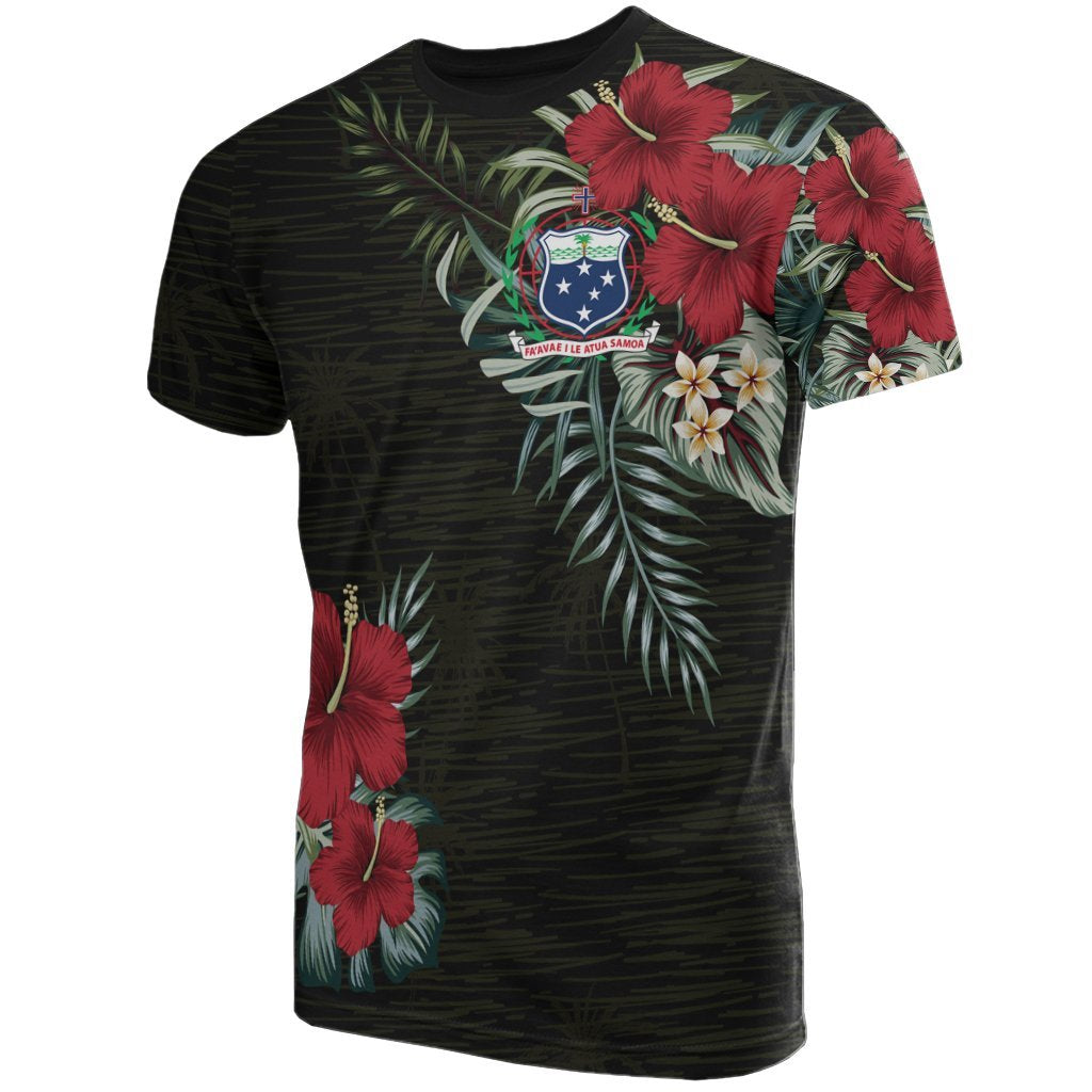 Samoa T - Shirt - Samoa Coat Of Arms Hibiscus Palm Leaves