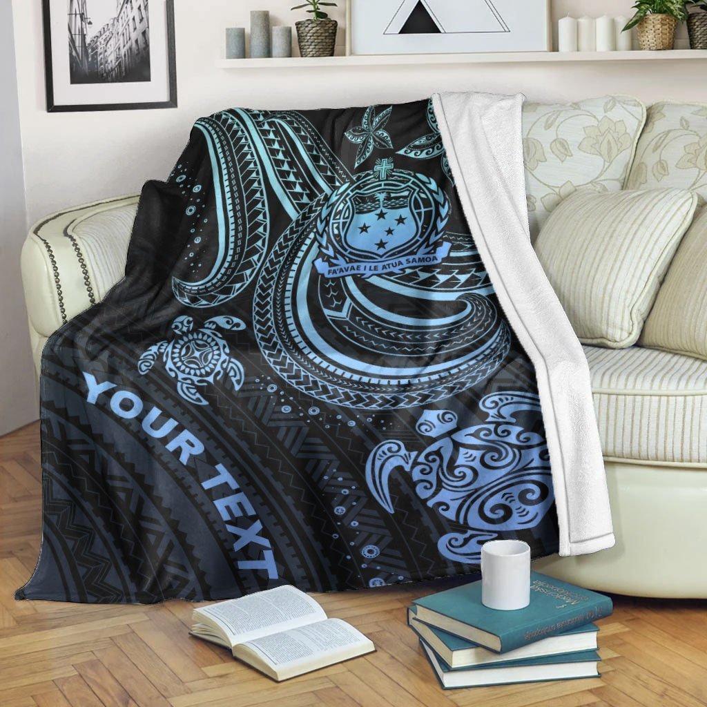 Samoa Custom Personalised Premium Blanket Blue Turtle
