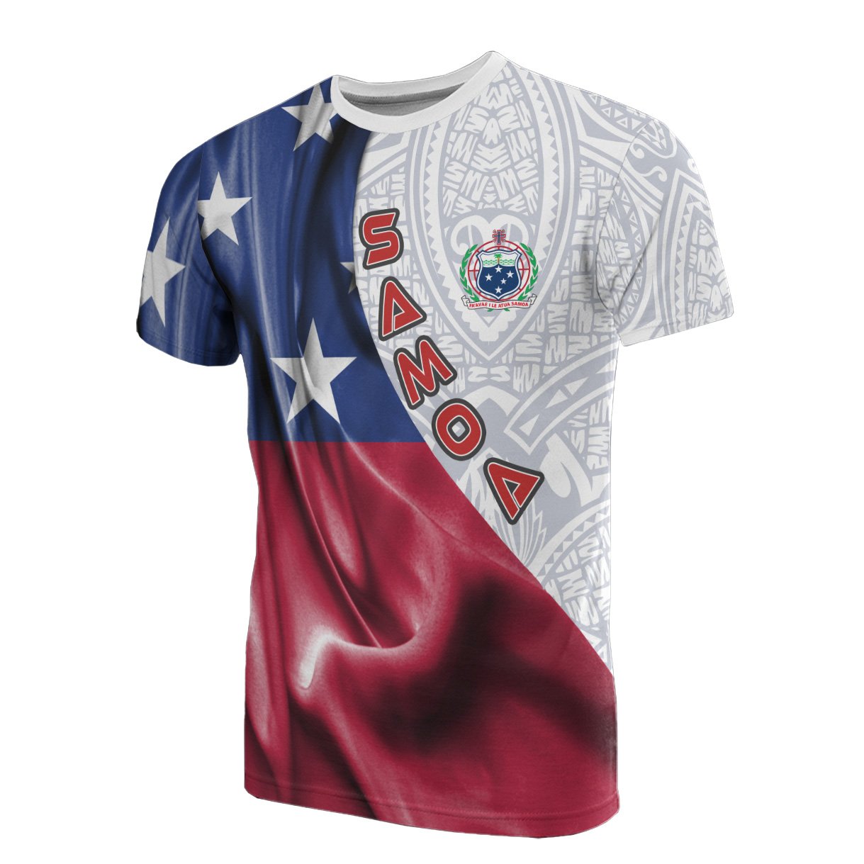 Samoa Polynesian T - Shirt - Waving Silky Flag