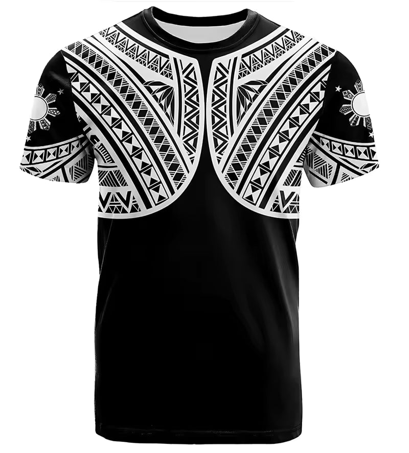 Polynesian Philippines T Shirt Philippines Flag Island Pattern Unisex Printed White O-Neck Shirt