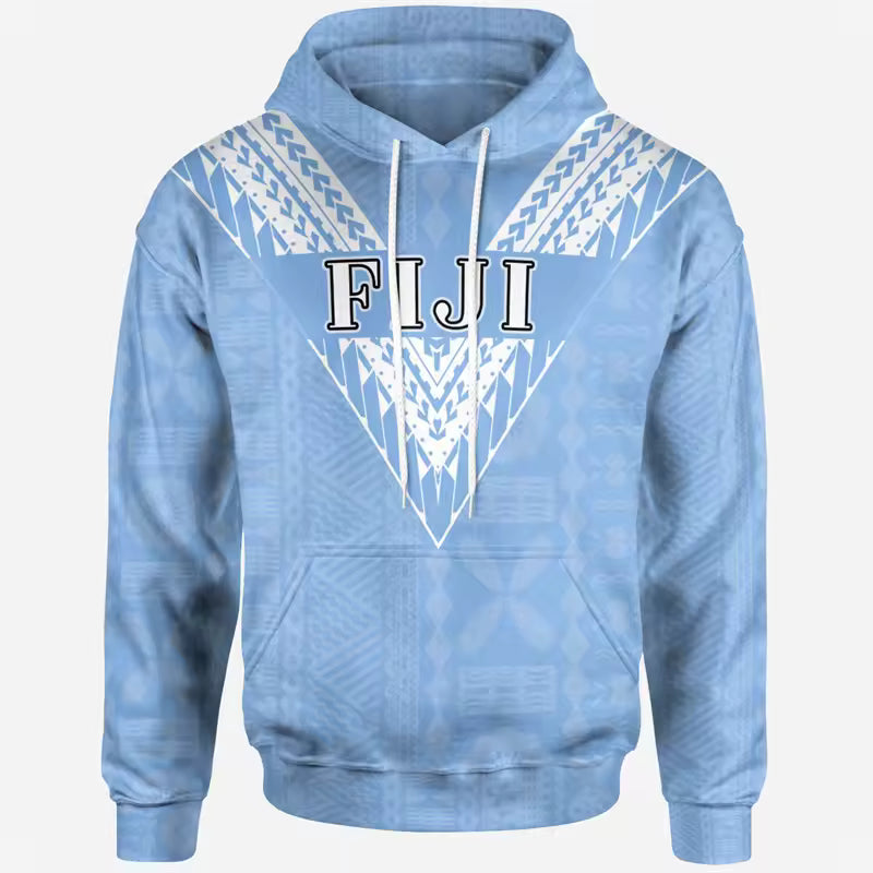 Fiji Blue Hoodie Island Polynesian Fiji Zip Hoodie