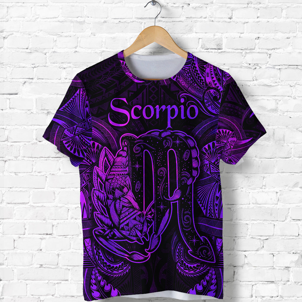 Scorpio Zodiac Polynesian T Shirt Unique Style - Purple