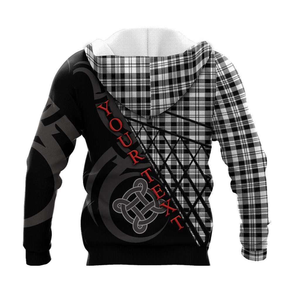 Printivon Scott Black White Modern Knitted Hoodie Pattern Celtic Custom Text