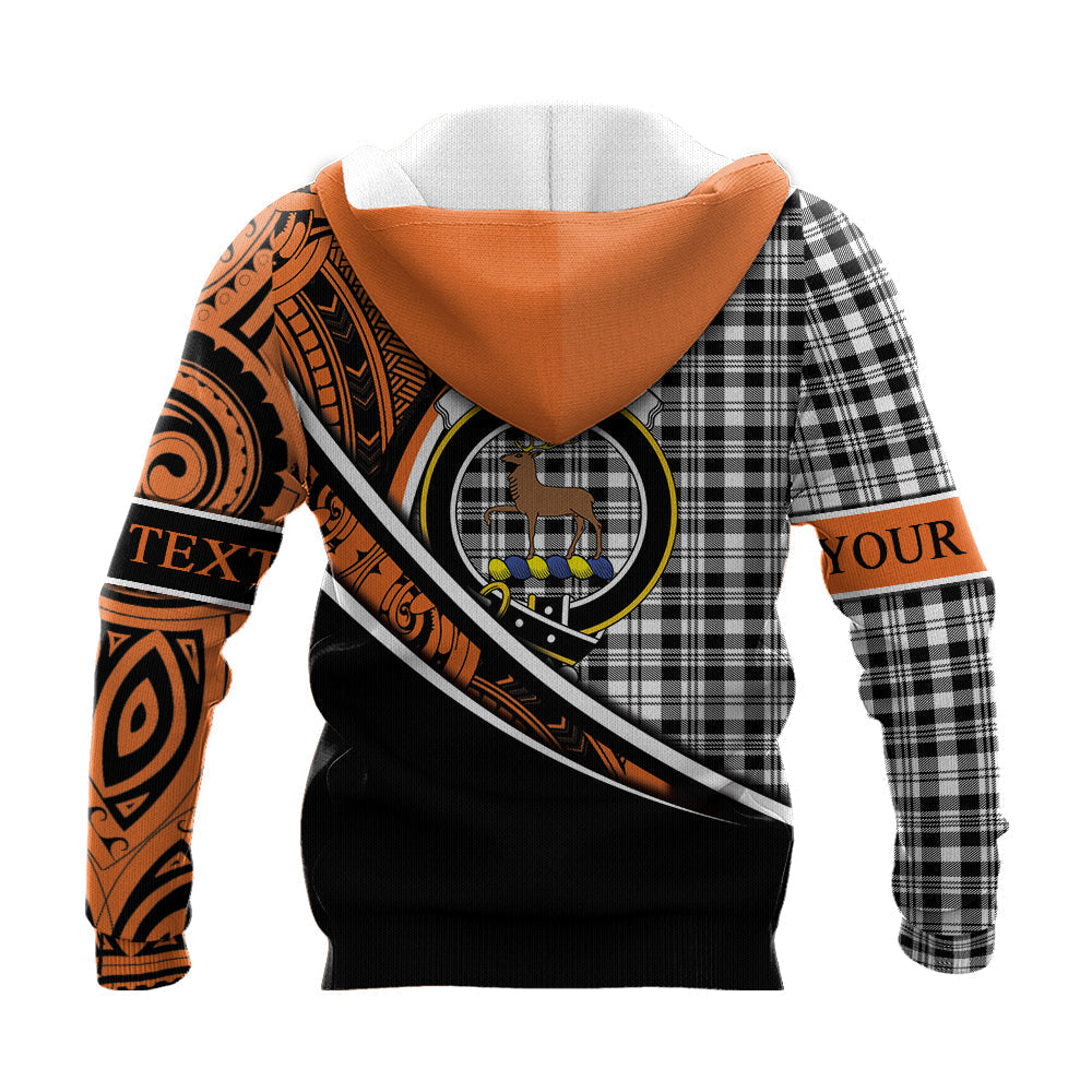 Printivon Scott Black White Modern Knitted Hoodie Pattern Polynesian Custom Text