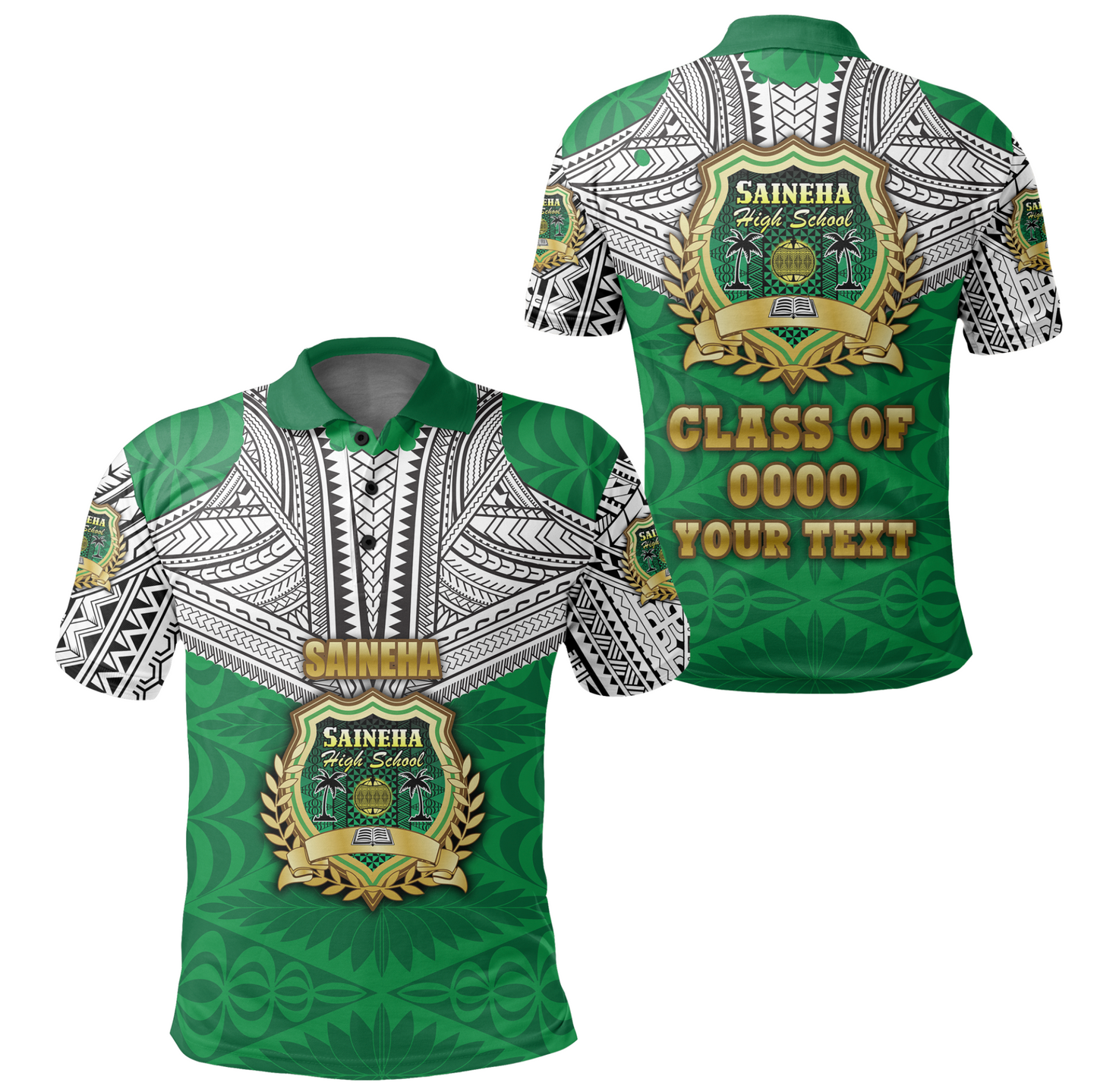 Custom Personalised Saineha Tonga Polo Shirt Polynesian tattoo - Class of -