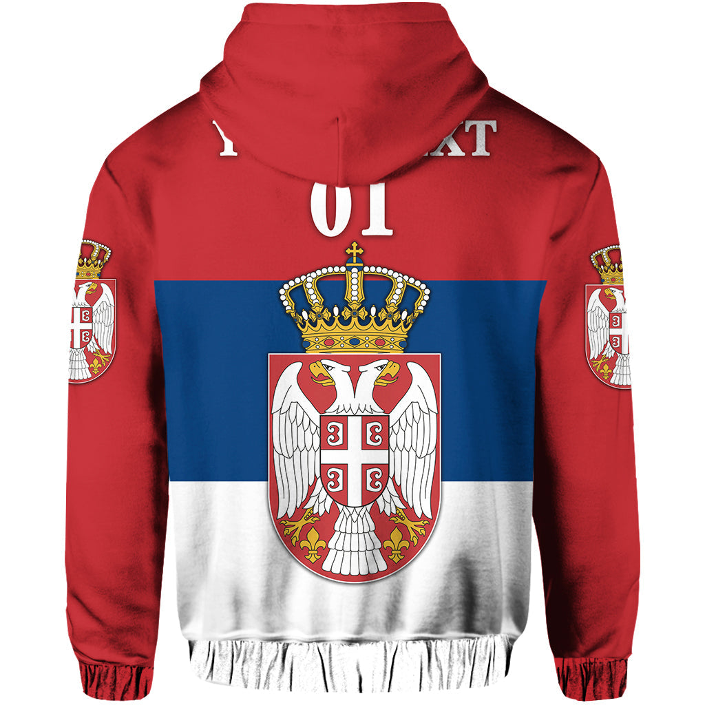 Custom Serbia Zip Hoodie Srbija Flag Style