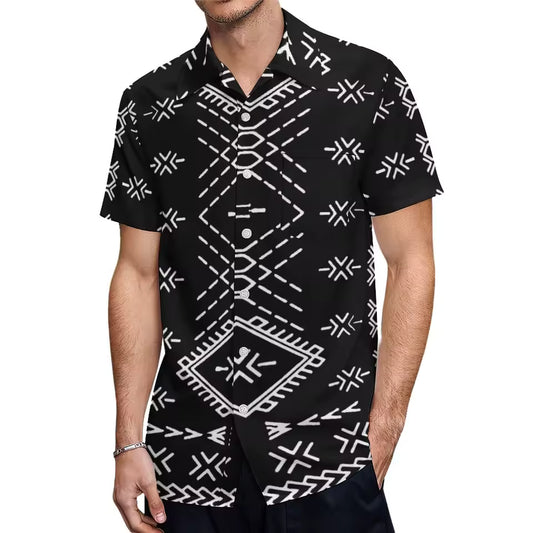 Samoan Black Puletasi Polynesian Tattoo Pattern Matching Outfit For Couple Women Dresses lady Design Dress Matching Men's Short-Sleeved Shirts Couple Suit