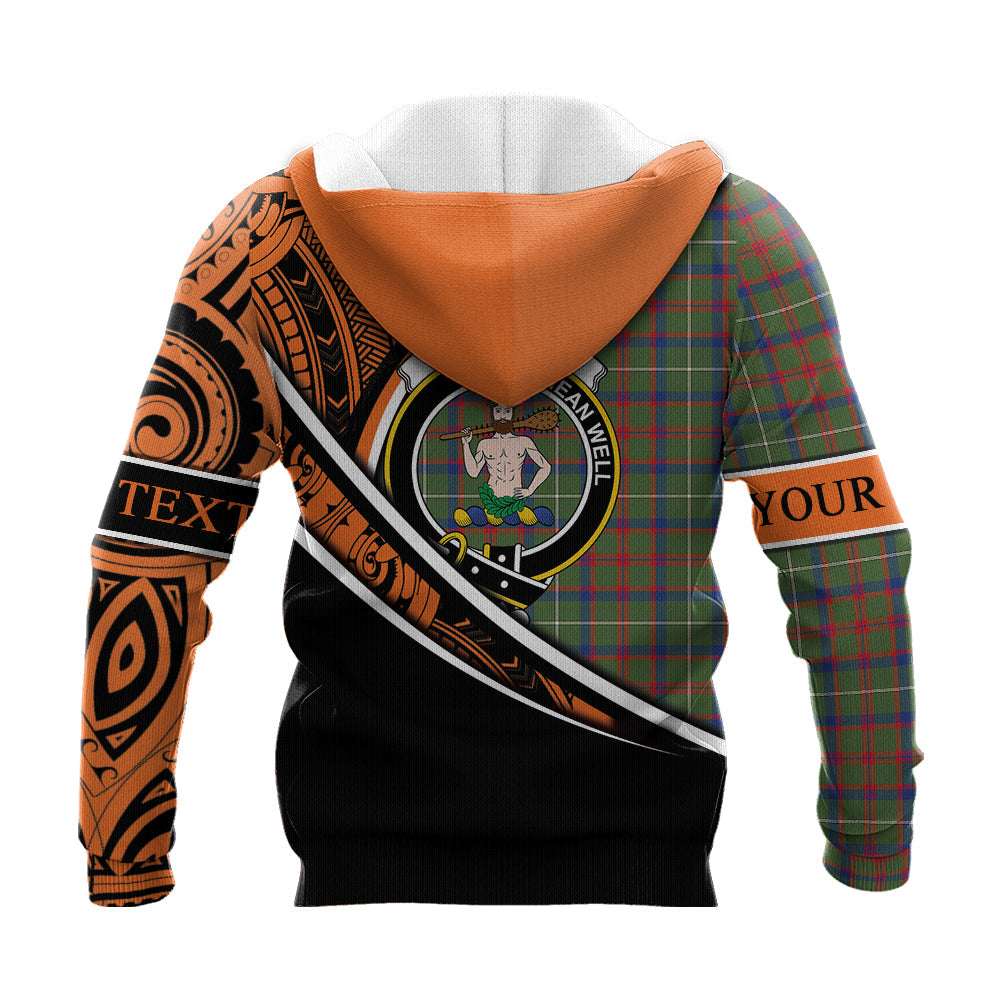 Printivon Shaw Green Modern Knitted Hoodie Pattern Polynesian Custom Text