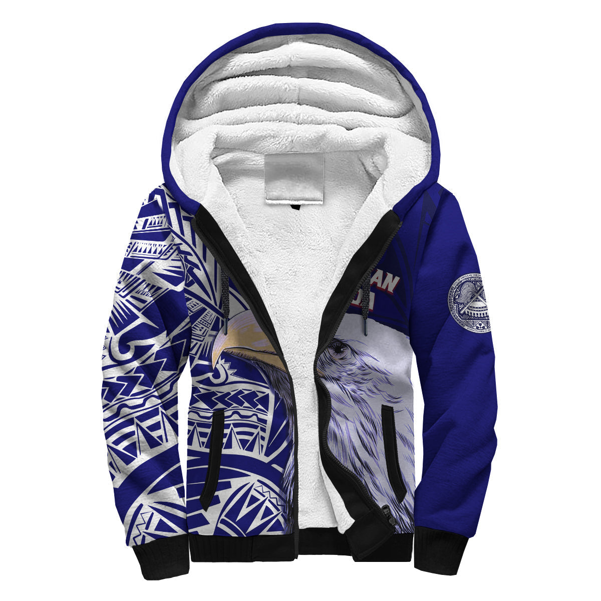 American Samoa Personalised Sherpa Hoodie Bald Eagle