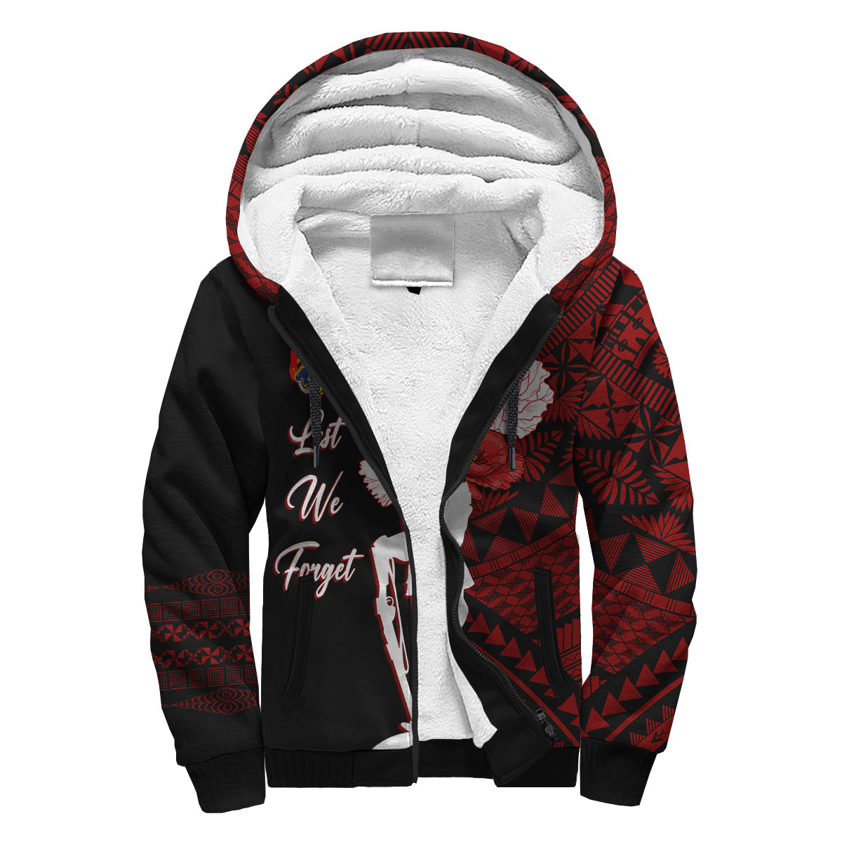 Tonga Sherpa Hoodie Anzac Day Lest We Forget
