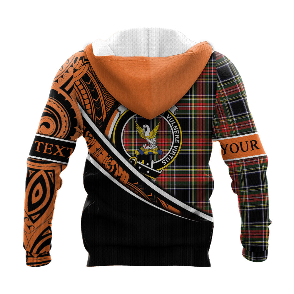 Printivon Stewart Black 01 Knitted Hoodie Pattern Polynesian Custom Text