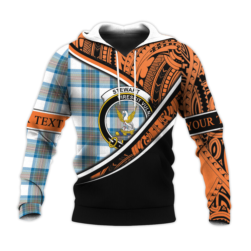 Printivon Stewart Muted Blue Knitted Hoodie Pattern Polynesian Custom Text