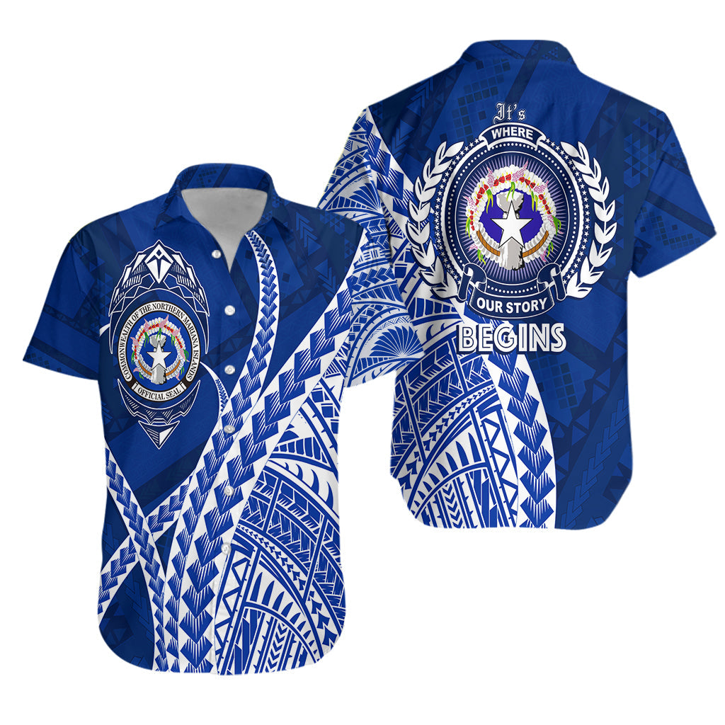 North Mariana Our Story Begins - Geometrical Polynesian Pattern Hawaiian Shirt