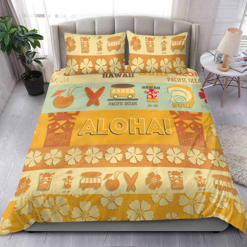 Hawaii Surf Retro Style Bedding Set