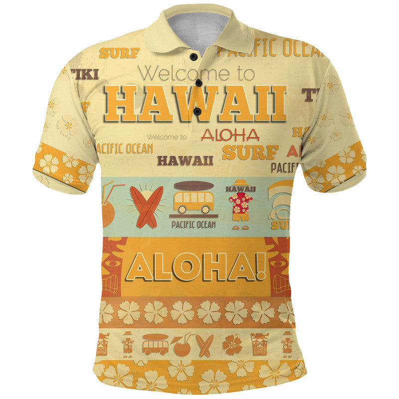 Hawaii Surf Retro Style Polo Shirt