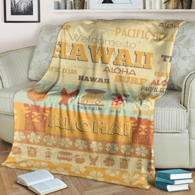 Hawaii Surf Retro Style Premium Blanket